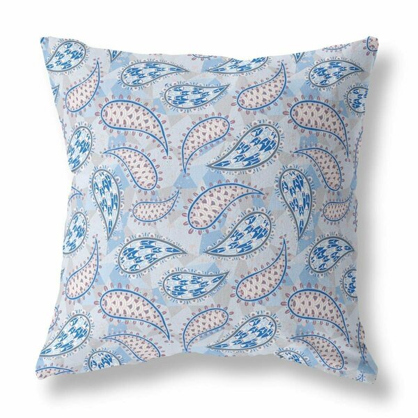 Palacedesigns 18 in. Boho Paisley Indoor & Outdoor Throw Pillow Blue & Gray PA3100427